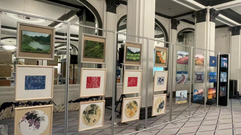 图为“千岛湖·梓桐新农人艺术品” 法国巴黎展出现场